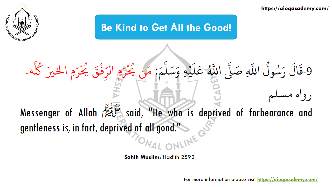Hadith 9: Gentleness Brings Good — Arabic text and source reference